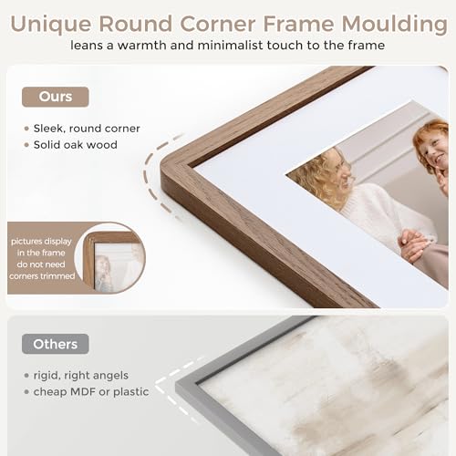 8.5 by 11 Picture Frame | Solid Oak Wood 8.5x11 Frame | 8 1/2 x 11 Diploma Frame With Mat For 6x8 | Plexiglas & Hanging Hardware Included | Certificate Document Frame Wood (Walnut, 1 Pack) - color: Walnut, size: 8.5''x11''-1P