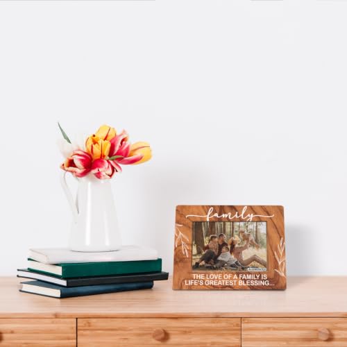 Family Gifts, Wooden Picture Frame - The Love of a Family is Life's Greatest Blessing, Gift for Dad, Mom, Grandparents, Father, From Son, Daughter, Rustic Photo Frames 4 x 6-Nature Wood Texture - color: Wooden