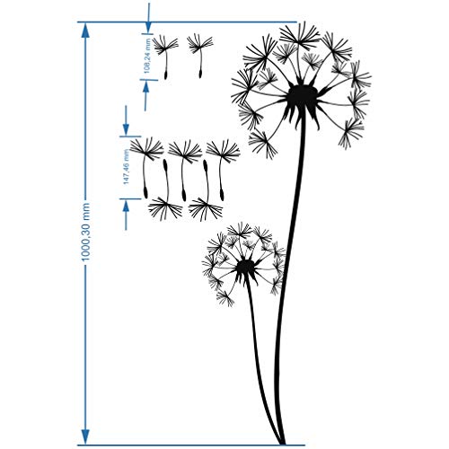 DEKADRON Metal Wall Art, Pusteblume with Flying Seeds, Metal Nature Decor, Patel with Dandelion Wall Hanging, Home Living Room Wall Art (15'' W X 39'' H 40x100cm) - size: 39"L x 15"W