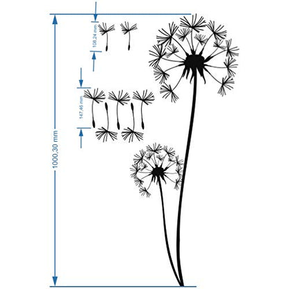 DEKADRON Metal Wall Art, Pusteblume with Flying Seeds, Metal Nature Decor, Patel with Dandelion Wall Hanging, Home Living Room Wall Art (15'' W X 39'' H 40x100cm) - size: 39"L x 15"W