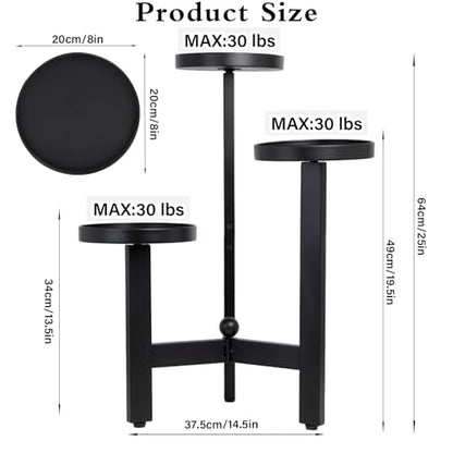 3 Tier Plant Stand - 25 Inch Iron Multi-Tiered Shelf for Indoor & Outdoor Greenery | Modern Space-Saving Display Rack for Flowers, Succulents, and Home Decor