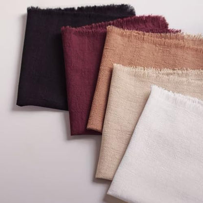 Handmade Cloth Napkins 100% Cotton Napkins with Fringe，Delicate Handmade Cloth Napkins for Dinners, Parties, Weddings and More，18 x 18 Inch Set of 4 - Burgundy - color: Burgundy
