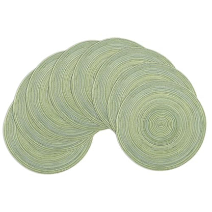 Winknowl Round Braided Placemats Set of 8 Washable Woven Heat Resistant Table Mats for Kitchen Dining Tables 15 inch Round Place Mats (Pea Green,8) - color: Pea Green, size: 8pcs