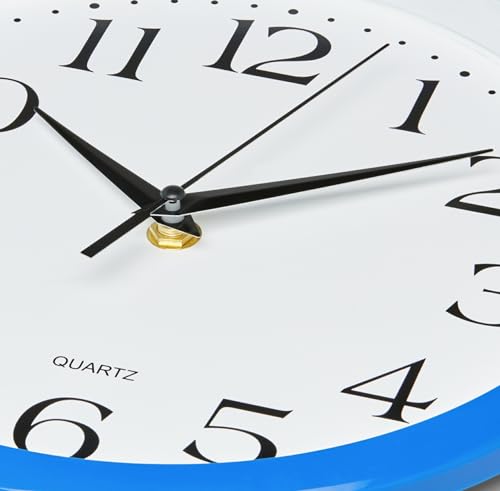 Bernhard Products Blue Wall Clock Silent Non-Ticking 12 Inch Quality Quartz Battery Operated Round Easy to Read Home/Kitchen/Office/Baby Nursery/Boys Bedroom/School Classroom/Children Playroom Clocks - color: Blue, size: 12 Inch