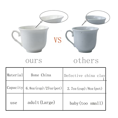 20 Pieces European Ceramic Tea Set for Adults With Metal Holder and Flower Painting (Large Cream Version) - color: Cream