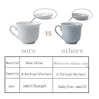 20 Pieces European Ceramic Tea Set for Adults With Metal Holder and Flower Painting (Large Cream Version) - color: Cream