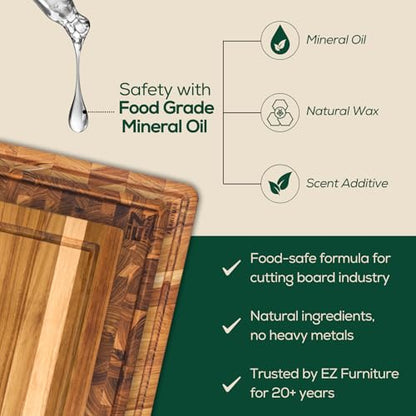 EZ FURNITURE Medium (M) Teak End Grain Cutting Board, Reversible, Knife-Friendly Charcuterie Wood Cutting Board with Juice Groove & Handles, Non-Toxic, Gift Box Included (7" x 13" x 1.5") - color: M - Teak End Gain, size: 17"L x 13"W