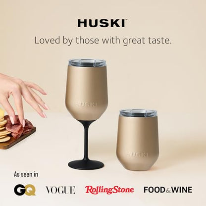 Huski Wine Tumbler 2.0 | NEW | Award-winning Design with Detachable Stem | Premium Stainless Steel Wine Glass with Lid | Triple Insulated Tumbler | 12oz Capacity | Great Gift (Brushed Stainless) - color: Brushed Stainless