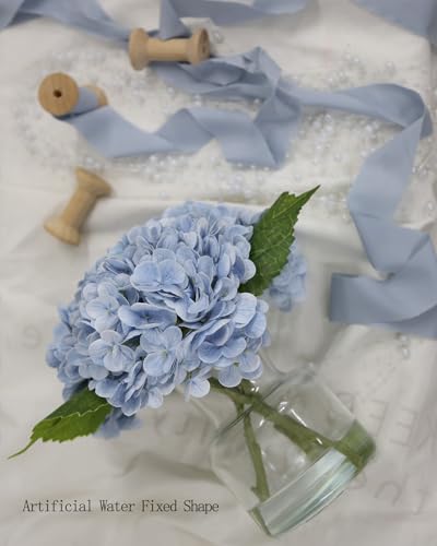 Light Blue Artificial Hydrangea in Vase, Real Touch Table Centerpiece | Light Blue Artificial Hydrangea in Vase, Real Touch Table Centerpiece - color: Linght Blue