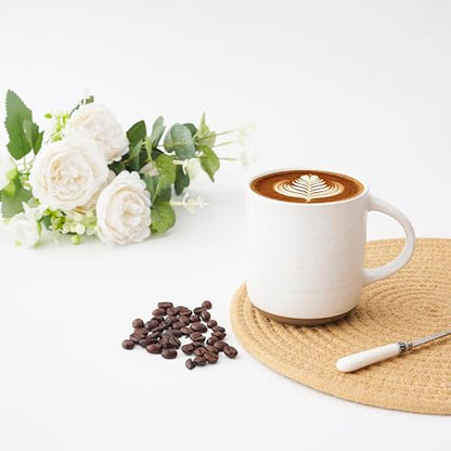 Bacimi® - Coffee Mugs Set of 4 - Stoneware Mugs 13.5oz - Ceramic Coffee Cups with Handle - Large Coffee Mug for Cappuccino, Latte & Hot Beverages - Eggshell White - style: Standard Set