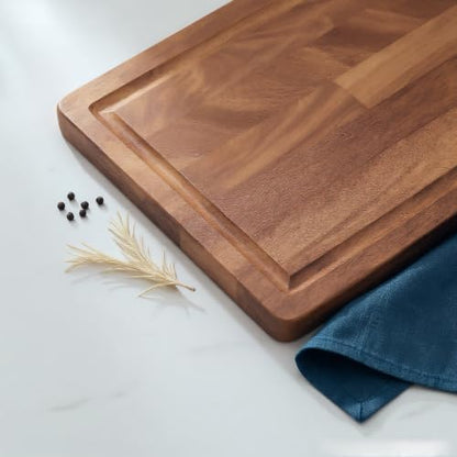 Walnut Wood Cutting Board with Juice Groove - Reversible Butcher Block, 17x13 Inch Large Charcuterie Board for Meat, Cheese, Bread - Non-Slip Kitchen Gift - size: 17"L x 13"W x 1"T