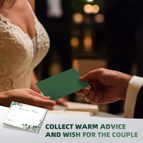 Eucalyptus Wedding Advice and Wishes Cards with Gift Box - 60 Greenery Marriage Advice Cards for Bride and Groom - Bridal Shower Games and Wedding Guest Book Alternative for Reception - color: EUCALYPTUS