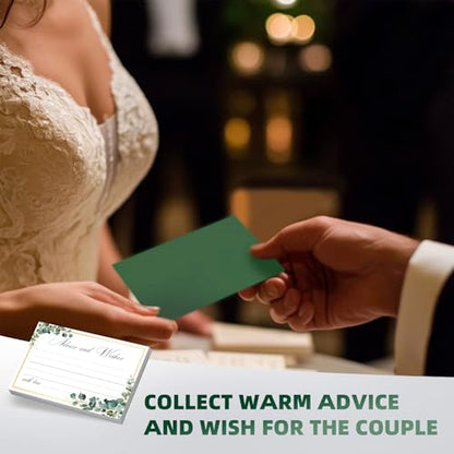 Eucalyptus Wedding Advice and Wishes Cards with Gift Box - 60 Greenery Marriage Advice Cards for Bride and Groom - Bridal Shower Games and Wedding Guest Book Alternative for Reception - color: EUCALYPTUS
