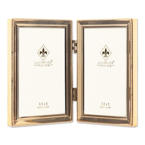 Lawrence Frames Bead Border Design, 3.5x5 Double, Gold - color: Gold, size: 3.5x5 Double