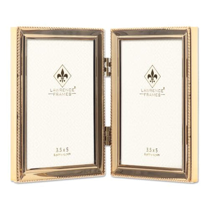 Lawrence Frames Bead Border Design, 3.5x5 Double, Gold - color: Gold, size: 3.5x5 Double