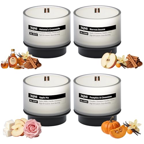 Scented Candle Home Decor Soy Candles | Pumpkin & Cinnamon | Autumn’s Crescendo | Apple Pie | Harvest Season, 35H Burn Time, Aromatherapy Candle Set, Perfect Holiday Gifts, 4Pack - color: Refill(4 Pack)