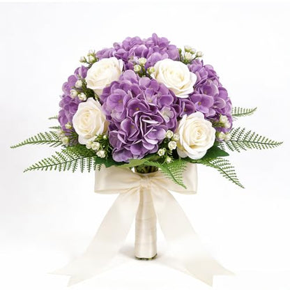 Kimura's Cabin 6Pcs Artificial Hydrangeas Flower Silk Fake Flowers,Purple | Faux Hydrangea Flowers with Stems,Wedding Party Bouquet Arrangements,Home Table Centerpieces,Vase Filler Plants,Office Deco - color: Purple