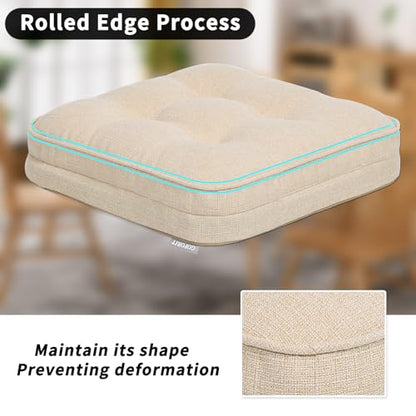 GOFORIT Chair Cushions,Tufted Shredded Memory Foam Chair Pads, Non-Slip Seat Cushions with Removable Cover, 16'' x 16'', Beige - color: Beige