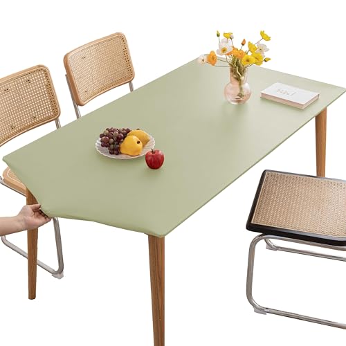 PU Stretch Fitted Rectangle Tablecloth with Elastic Edge 28 x 47 Inch Waterproof Oil Proof Table Cloth Wipeable Table Cover for Indoor Outdoor Furniture Protect (Green,28"x47") - color: Green, size: 47" x 28" (Rectangular)