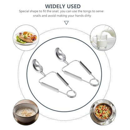 Ipetboom Stainless Steel Snail Tongs Escargot Eating Tools Food Serving Clip Clamp with Ergonomic Curved Handle Heat Resistant Tableware for Serving Snails 2 Pcs 6.29 X 1.96 X 1.57 in - color: 2pcs
