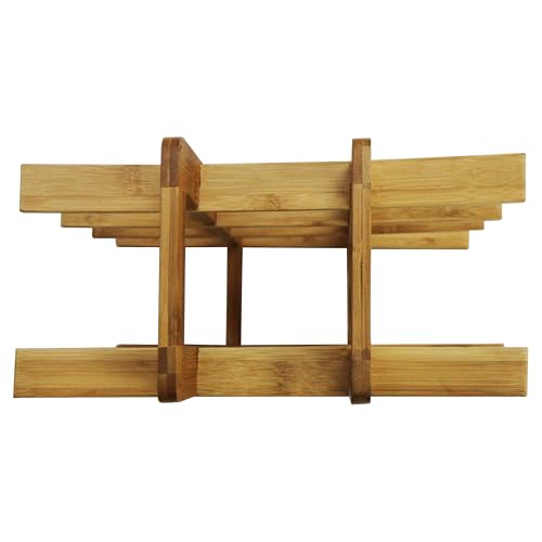 Oceanstar WR1149 12-Bottle Natural Bamboo Wine Rack , Red, 15.75 x 5.75 x 1.75 inches