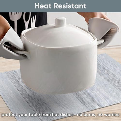 Blue Woven Placemats Set of 6 – Heat Resistant, Waterproof & Easy to Clean – Durable Synthetic Dining Table Mats for Kitchen, Restaurant & Outdoor Use - color: Blue