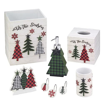 Avanti Linens - Bathroom Set, Resin Soap Dispenser & 2pc Fingertip Towels, Christmas Decorations (Tis The Season Collection) - size: 3pc Bathroom Set