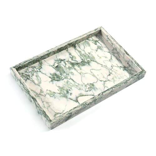 Yew & Tulip Natural Marble Vanity Tray, Nature Marble with Green Textures Serving Tray for Bathroom, Kitchen, Vanity, Home Decor, Wedding etc. (12" x 8" x 1.2") - color: Green Texture