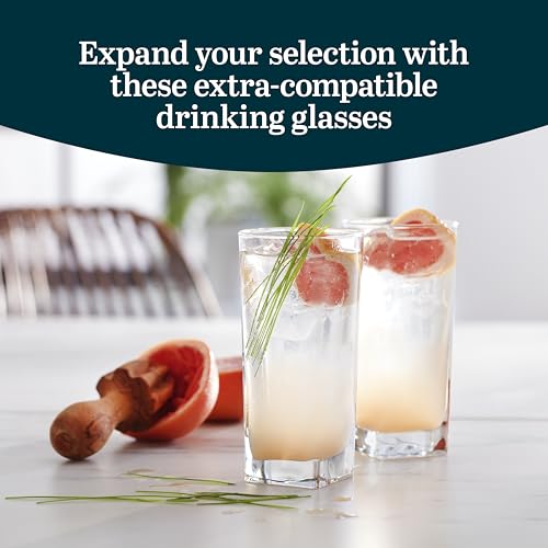 14.3 oz Drinking Glasses Set of 8, Tumblers with Thick Square Base | Crystal Clear Drinking Glasses, Thick Square Base, Everyday Glassware for Water, Juice & Iced Tea, Dishwasher Safe - color: City