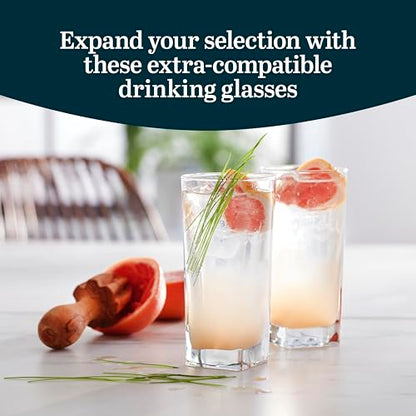 14.3 oz Drinking Glasses Set of 8, Tumblers with Thick Square Base | Crystal Clear Drinking Glasses, Thick Square Base, Everyday Glassware for Water, Juice & Iced Tea, Dishwasher Safe - color: City