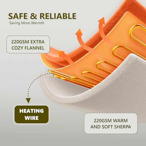 Heat Blanket 90”x100” King Size-Dual Control,Soft Flannel & Sherpa Electric Blanket with 10 Heat Settings,12 Timer Setting and 8 Hours Auto-Shut Off,ETL Certified Machine Washable,Black - color: Black, size: 90*100in