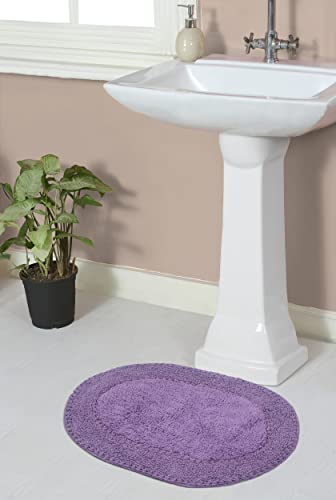 Home Weavers Double Ruffle Collection 100% Cotton Bathroom Rugs Set, Washable Rug, Extra Soft and Absorbent Bath Rug, Kitchen Mat, Bath Mat Set, Bath Floor Mat Non Slip, 17"x24" Rectangle, Purple - color: Purple, size: 1'5" x 2' (Oval)