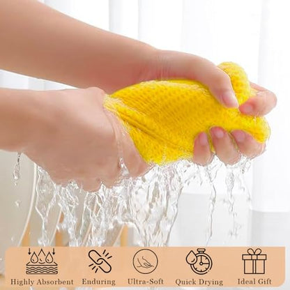 DishCloths Kitchen|Waffle Terry Check Weave Hand Towels|Cotton 12x12" Reusable Dish Rags Washing Scrub Cleaning Dishes|Dish Bar Mop Towels Hand Wipes|Spring Easter Basket Decor|6 Pc -Lemon Yellow - color: Lemon Yellow