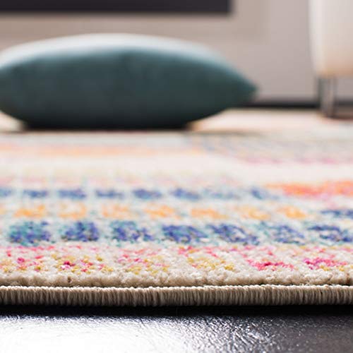 SAFAVIEH Madison Collection Accent Rug - 2'2" x 4', Ivory & Multi, Boho Abstract Distressed Design, Non-Shedding & Easy Care, Ideal for High Traffic Areas in Entryway, Living Room, Bedroom (MAD417C) - size: 2'2" x 4' (Rectangular)