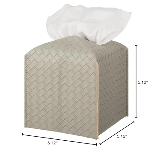 Tissue Box Cover PU Leather Tissue Holder Square Facial Tissue Case Facial Paper Organizer Dispenser for Bathroom, Vanity Countertop, Tabletop, Car, Evergreen | PU Leather，Easy to Fill, Easy Clean, Decorative Cube Tissue Box Holder for Office, Bathroom,Ki