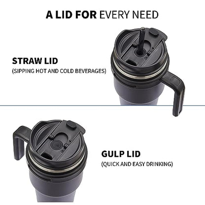 20 oz Insulated Travel Coffee Mug Tumbler with Handle and Straw | Leakproof Stainless Steel Coffee Cup with Lid, Double Wall Vacuum Ice Thermal Cup, Sage - color: .Sage, size: 20 Ounces