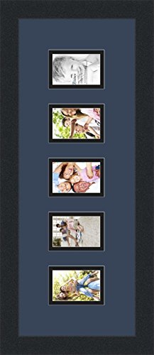 ArtToFrames Collage Photo Frame Double Mat with 5-2.5x3.5 Openings with Satin Black Frame and Midnight Blue mat. - color: Midnight Blue, size: 2.5x3.5