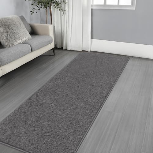 Gifeas Ultra Soft Modern Runner Rugs for Bedroom, 2x6 Feet Dark Grey | Thickened Memory Foam Indoor Solid Minimalist Carpet, Non-Slip Furry Comfy Rug for Kid Boy Girl Nursery Dorm Room Home Decor - color: Dark Grey, size: 2' X 6' (Rectangular)