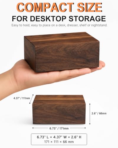 EXISTING Classic Wooden Walnut Wooden Keepsake Box with Hinged Lid | Small Size: 6.73 x 4.37 x 2.64 Inch, Secure Magnetic Closure, Perfect for Jewelry & Valuables, Gift Giving
