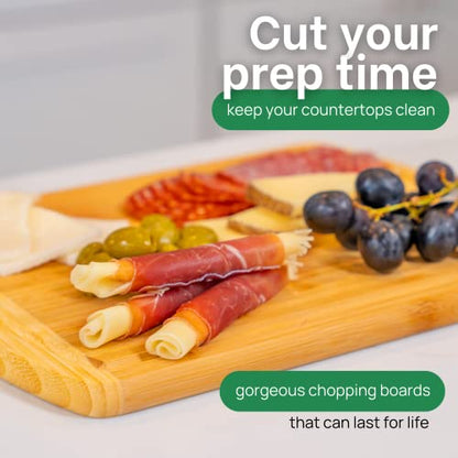 GREENER CHEF 12 Inch Small Bamboo Cutting Board with Lifetime Replacements - Small Wooden Chopping Board for Kitchen, Meat, Vegetables, Cheese, Bread, Charcuterie, and Everyday Food Prep - color: Two-Tone, size: 12"L x 9"W