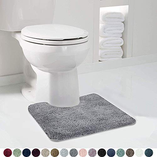 Walensee Shaggy 2 Piece Bath Rug Sets (Grey) 20 x 24 Non Slip, U Shape Contour Rug & 20 x 32, Machine Wash/Dry Plush Absorbent Bath Mats for Bathroom - color: Grey