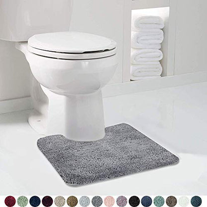 Walensee Shaggy 2 Piece Bath Rug Sets (Grey) 20 x 24 Non Slip, U Shape Contour Rug & 20 x 32, Machine Wash/Dry Plush Absorbent Bath Mats for Bathroom - color: Grey