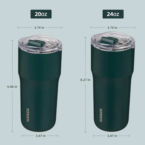 BJPKPK 20oz Spill Proof Coffee Tumbler, Insulated Stainless Steel Cup | Double Wall Vacuum, Leakproof Lid, Keeps Hot/Cold/Iced, BPA Free, Dishwasher Safe, Cupholder, Travel, Dark Green - color: Dark Green