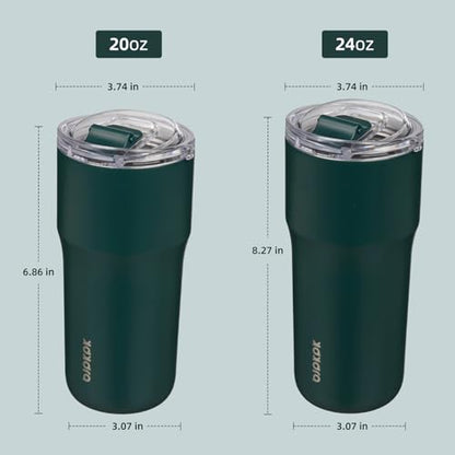 BJPKPK 20oz Spill Proof Coffee Tumbler, Insulated Stainless Steel Cup | Double Wall Vacuum, Leakproof Lid, Keeps Hot/Cold/Iced, BPA Free, Dishwasher Safe, Cupholder, Travel, Dark Green - color: Dark Green