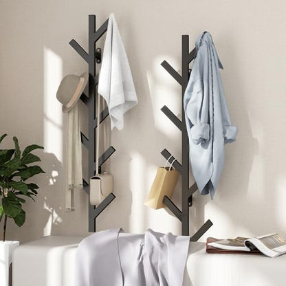 Prywot 2PK Vertical Hat Rack, Metal Coat Rack Wall Mounted, Black, 37.8" | 9 Hooks, Space-saving wall-mounted design, for Hats, Jackets, Coats, and Bags - Suitable for Entryways and Bedrooms - color: Black(2 Pack)