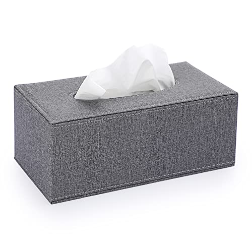Sumnacon Tissue Box Cover Rectangle Linen Tissue Box, Stylish Tissue Box Holder with Magnetic Bottom,Decorative Tissue Cover for Bathroom Living Room Toilet Table Desk Office Car, Grey | Elegant Tissue Box Cover Rectangular,Decorative Tissue Covers for Ba