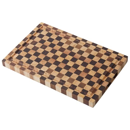 Acacia Wood Cutting Board (17x11x1.2'') Inch, Butcher Block for Kitchen, Premium Acacia Cutting Board with Juice Groove, End Grain Made of Sustainable Acacia Wood - size: 17"L x 1.2"W