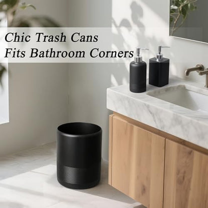 YMXYJM Resin Trash Can, Modern Round Wastebasket, 2 Gallon,Black | Modern resin trash can with 2-gallon capacity, sturdy base, and open-top design for bathroom, kitchen, office, and home - color: Black