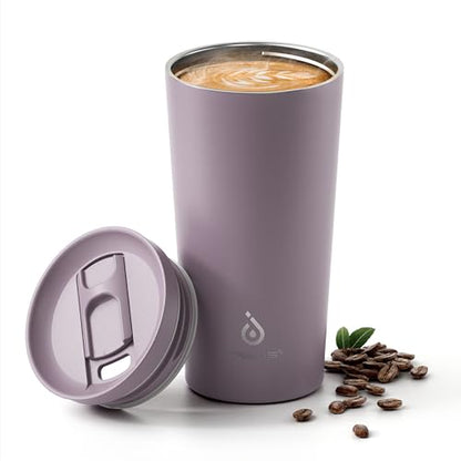 Ideus 17 oz Travel Coffee Mug, Double Wall Vacuum Stainless Steel Insulated Coffee Tumbler With Lid, Splash-Proof & Cup Holder Friendly, Keeps Drinks Hot/Cold, Dishwasher Safe, Purple - color: Purple