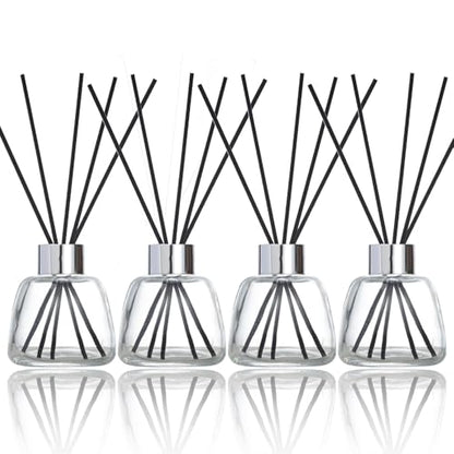 Kaxich 4 Pack Reed Diffuser Bottle with 30pcs Reeds Sticks, 3.52 oz | Empty Refillable Essential Oil Glass Bottles Elegant Home Decor Set Gift